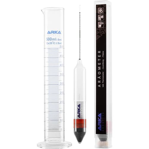 ARKA Aräometer inkl. Thermometer & Messzylinder aus Borosilikatglas